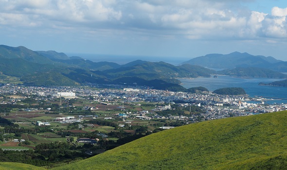 山頂から五島市福江市内